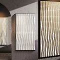 Textured Art Panels On Concrete Wall Decor 3d model