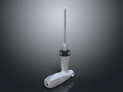 Gray Handle Manual Screwdriver With Ergonomic Grip And Metal Shaft For Home Use 3d model
