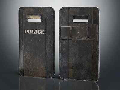 Pair Of Vintage Police Shields With Tactical Design And Metal Construction 3d model
