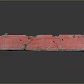 Weathered Red Brick With Chipped Surface And Metal Parts On Both Ends