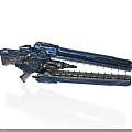 Futuristic Blue Mechanical Weapon With Sleek Metallic Finish And Detailed Sci Fi Design