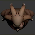 Game Movie Monster Character With Fierce Red Face Horns Sharp Fangs And Tentacle Decorations