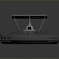 Futuristic Cosmic Spacecraft With Circular Platform Blue Window Cabin And White Cone