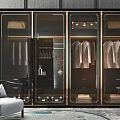 Luxury Modern Wardrobe Interior With Glass Doors Metal Frame Hanging Clothes And Drawers