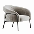 Velvet Upholstered Single Sofa With Curved Armrests And Black Metal Legs Design