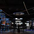 Modern Bar Interior Design With Neon Lighting Bar Counter Wine Racks And Seating