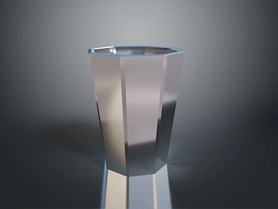 Sleek Silver Metallic Polyhedral Cup With Reflective Surface For Daily Use 3d model