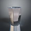 Sleek Silver Metallic Polyhedral Cup With Reflective Surface For Daily Use 3d model