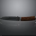 Tactical Weapon Knife With Metal Blade Red Wooden Handle And Silver Fitting On Reflective Surface