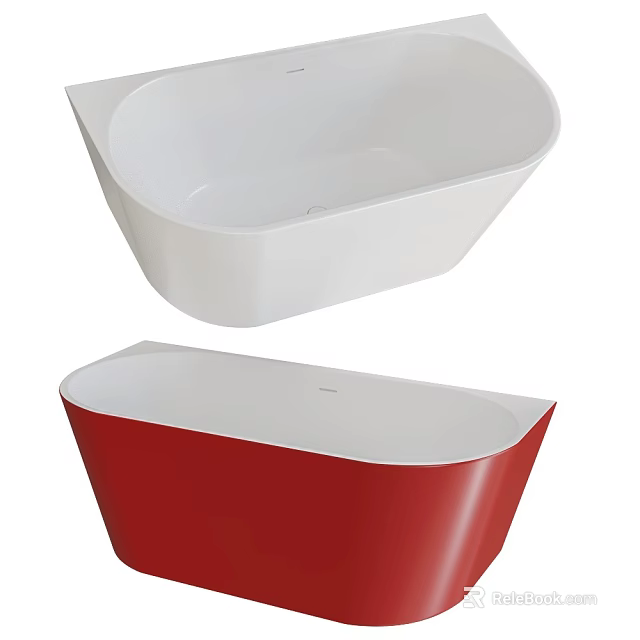 Stylish White And Red Freestanding Bathtubs 3d model