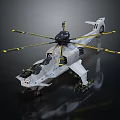 Modern Gray Helicopter With Rotors Cockpit And Fuselage Design Details