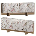 Modern Elegant Sideboard With Marble Pattern Surface Storage Cabinets And Golden Legs 3d model