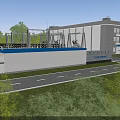 Modern Industrial Factory Building With Steel Structure Multi Story Green Surroundings And Production Equipment
