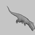 Realistic Standing Tyrannosaurus Rex Dinosaur Model With Open Mouth Dark Background