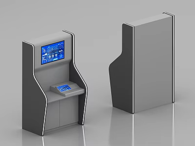 Bank Modern Self Service Kiosk With Digital Touch Screen And Control Panel 3d model