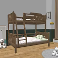 Wooden Bunk Bed With Ladder In Kids Room White Green Walls And Mattress