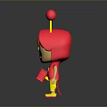 Cute Cartoon Game Character Red Hair Red Hat Balls Wearing Yellow Pants Holding Red Heart Item