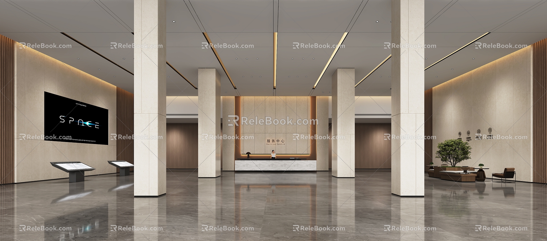 Modern Hall Office Hall 3d model