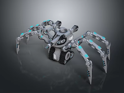 Mechanical Spider Robot With Biomorphic Design And Futuristic Glowing Blue Legs 3d model
