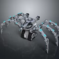 Mechanical Spider Robot With Biomorphic Design And Futuristic Glowing Blue Legs