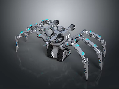 Mechanical Spider Robot With Biomorphic Design And Futuristic Glowing Blue Legs 3d model