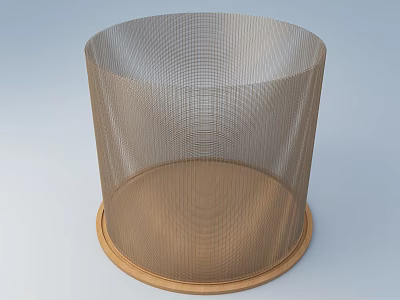 Modern Circular Mesh Decorative Object With Wooden Base And Fine Weave Structure 3d model