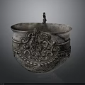 Traditional Intricately Carved Silver Vessel With Ornate Patterns And Small Decorative Handle