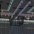 Stage Lighting Setup With Truss Structure Blue Lights And Hanging Screens 3d model