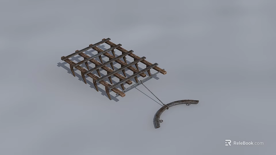 Handcrafted Wooden Lattice Trellis with Curved Hook Garden Accent Decor Piece 3d model 