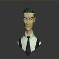 3D Cartoon Male Character With Slicked Back Hair White Shirt Black Suspenders And Smoking Cigarette