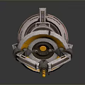 3D Mechanical Device Model With Circular Yellow Disc And Gray Base Mechanical Components