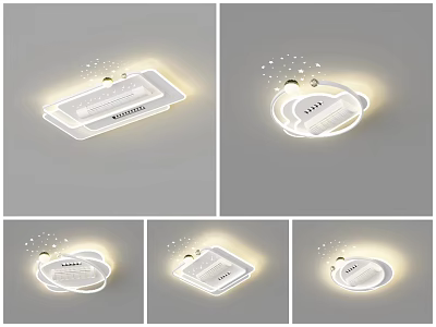 Modern White LED Ceiling Lights With Sleek Square And Round Design For Home Decoration 3d model