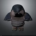 3D Fantasy Character Creature Design With Blue Head Pink Gray Plump Body Stout Limbs
