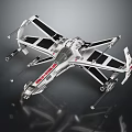 Cosmic Aerospace White Spaceship Model With Black Wings Red Stripes Multiple Engines Dark Background