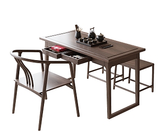 New Chinese Tea Table and Chair Tea Table Tea Set 3d model