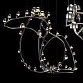 Stylish Modern Chandelier With Curved Metal Frame And Multiple Small Lights