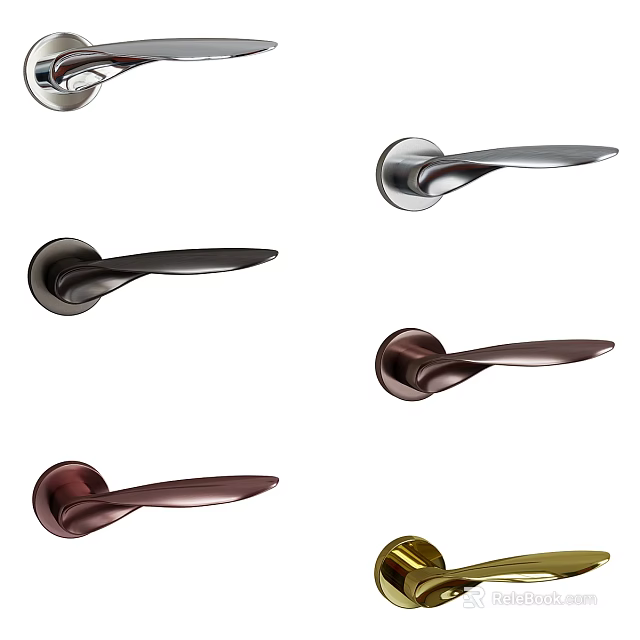 Various Modern Door Handles In Different Colors And Stylish Designs 3d model 