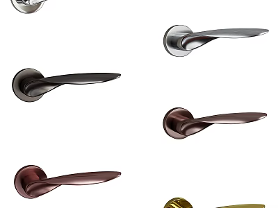 Various Modern Door Handles In Different Colors And Stylish Designs 3d model