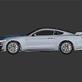 Blue Mustang Sports Car With Rear Spoiler Black Wheels And Sporty Exterior