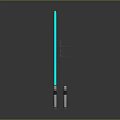 Blue Glowing Lightsaber Weapon With Two Metallic Hilts On Dark Background