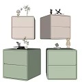 Modern bedside table decoration 3d model
