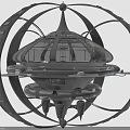 Futuristic Cosmic Spacecraft Design With Spherical Structure Transparent Dome And Circular Frame 3d model