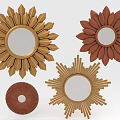 Elegant Sunflower Shaped Wall Decor Mirrors With Gold Brown Frames And Ornate Patterns 3d model