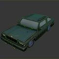 Vintage Teal Car 3D Rendered With Rustic Texture And Classic Design