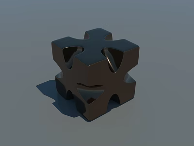Modern Dark Cube Shaped Landscape Sculpture With Intricate Cutout Design 3d model