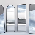 Modern Mirrors in Different Shapes Reflecting Sky and Seaside View for Home Decor
