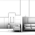 Nordic Double Sofa 3d model