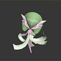Green Fantasy Game and Movie Character with White Flowing Ribbons and Red Eyes