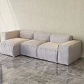 Light Gray Sectional Sofa With Modular Design On Marble Floor And Light Wall 3d model