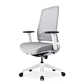Ergonomic Office Chair With Gray Mesh Back And White Frame Black Armrests